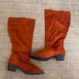 ComfortView Suede Burnt Orange Copper Felicity Wide Width Size 8 Boots